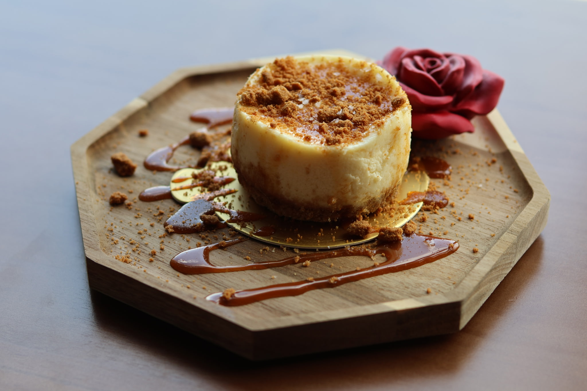Velvet New York cheesecake photographed for the Velvet Roast menu